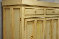 French Country Provincial Distressed Knotty Pine Wood 2 Part Cupboard Cabinet