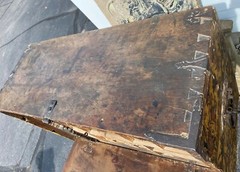 17th Century Spanish Vargueno with Decoupage Exterior on Baroque Style Base