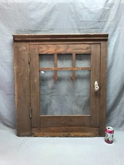 VTG Wood Cabinet Door Face Front Country Cabin Lodge Glass Window Old 1523-23B