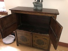 ANTIQUE 19TH CENTURY HAND PAINTED TIBETAN CABINET HAND CARVED  WOOD