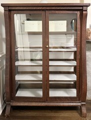 China Cabinet Curio Tiger Oak Antique Arts & Crafts Mission Wood Glass Mirror