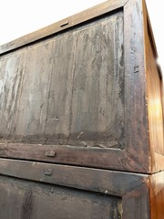 Antique Korean Hardwood Moon Face 4 Door Wedding Cabinet Armoire
