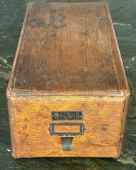 Vtg Antique Sayers Systems Single Oak Wood Drawer Index File Cabinet 15″x 8”x 6”