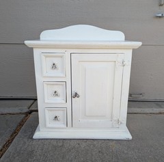 Vintage Victorian Shabby Chic White Painted Dry Sink Cabinet Wash Stand Table W6