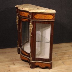 French inlaid sideboard cabinet Napoleon III style vitrine marble 20th century