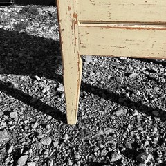 ANTIQUE FRENCH RUSTIC PAINTED TALL CUPBOARD c1900
