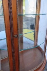 French Early 1900s Carved Inlaid Vitrine Display Curio Cabinet Cupboard 5667