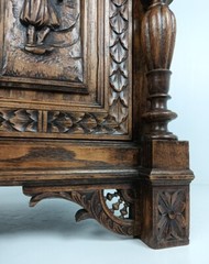 Stunning Antique Corner Cabinet Hand Carved Wood French Breton for right corner
