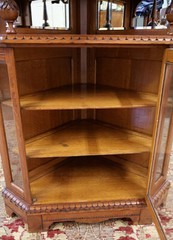 19th Century Oak Victorian Corner Cupboard Corner Cabinet Circa 1880’s