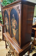 Berkey & Gay English Jacobean Walnut/Burlwood Cabinet
