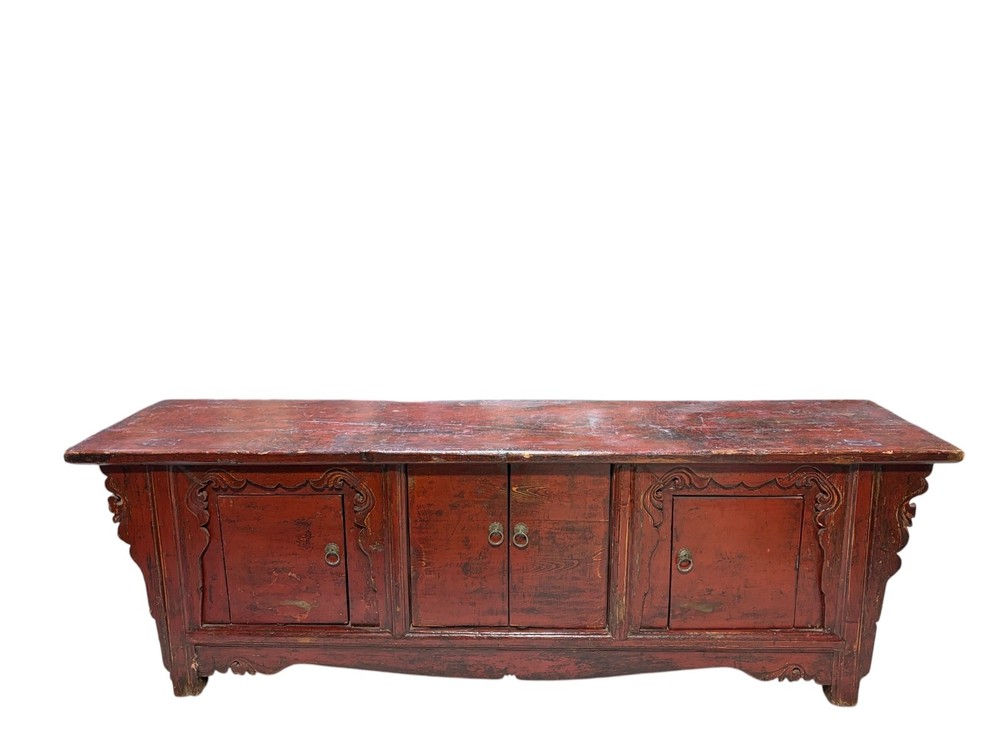 #6076 Old Chinoiserie Altar Low Cabinet With Solid Wood 71″ W