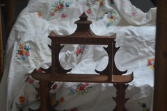 Antique 1930’s Art Deco Hand Carved Detailed Wood Wall Hanging Curio Cabinet