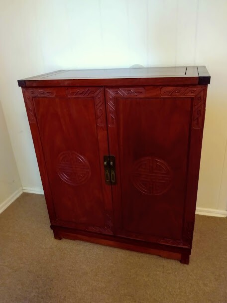 BEAUTIFUL ANTIQUE MID-CENTURY MODERN 1967 GEORGE ZEE Co ORIENTAL DRY BAR CABINET