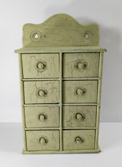 20th Century Vintage Green Painted Hanging Wall Spice Apothecary Cabinet Chest