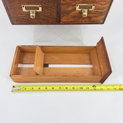 Vintage Oak Wooden Library Index Card File Cabinet 4-Drawer ￼