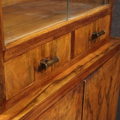 Italian vitrine art deco style display cabinet bookcase in wood 20th century