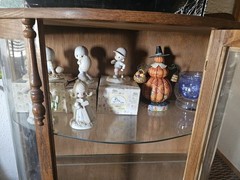 Curved Glass Mirror Curio Case Wall Cabinet With Original Key Antique