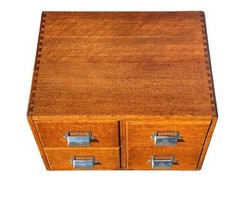 Antique Arts & Crafts Oak Yawman & Erbe Four Drawer Wood File Cabinet