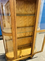 Beautiful Sears Roebuck ArtS & Crafts Oak Curved Glass Display Cabinet W/Lights