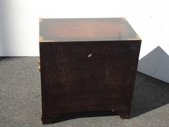 Vintage Asian Korean Tansu Style Burl Cabinet Side Table w Brass Hardware