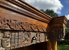 Antique-Style Hand Carved Indian Solid Wood Bookshelf | Tall Display Cabinet