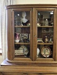 Antique Carved Oak Display Cabinet from Europe c1930 Art Deco