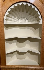 JP Callahan Custom Tiger Maple Two-Part Corner Cupboard with Shell Carving