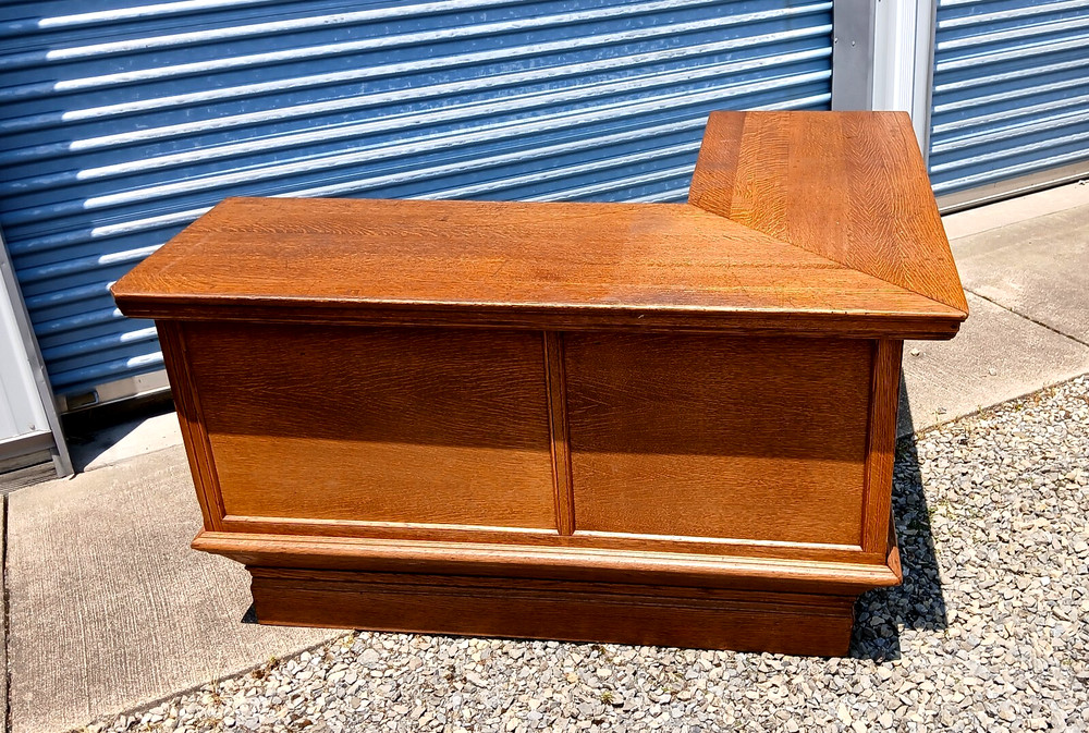 Antique Quarter Sawn Oak L Shaped General Store Counter Bar 1920s