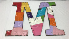 Decorative Salvaged Tin Ceiling 16″ Patchwork Mix Color Metal Letter M 1601-23B