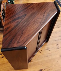 Mid-century Danish Rosewood Corner Cabinet w/Tambour Doors & Floating Shelf