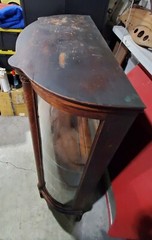 Antique Oak Victorian Bow Glass China Cabinet Curio