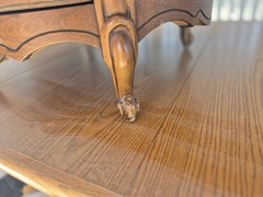 Antique Wood Bedside Cabinet Brown Raised Panel Doors Carvings 24x16x21in