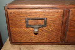 Antique c1900 1/4 Sawn Oak Dovetailed 2 Drawer Card Catalog File Library Cabinet