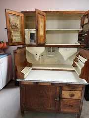 Hoosier Antique Stained Wood Cabinet 1900-1919 Doors Drawers Shelves