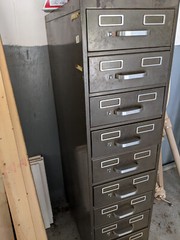 Yawman & Erbe metal file cabinet, used with 10 functional ball-bearing drawers