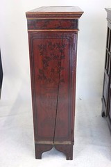 19th Century Gorgeous Pair Dutch Colonial Oxblood Floral Motif Cabinets-Proven.