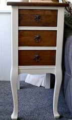 Antique Wooden Cabinet Brown Stained Finish Free Standing with Three Drawers