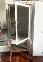 Antique steel and glass Medical apothecary Cabinet with Cabriole Legs