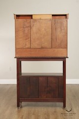 Vintage Moroccan Carved Hard Wood Two-Piece Server Cabinet