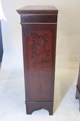 19th Century Gorgeous Pair Dutch Colonial Oxblood Floral Motif Cabinets-Proven.