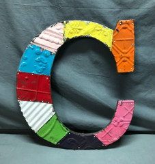 Decorative Salvaged Tin Ceiling 17″ Patchwork Mix Color Letter C Metal 217-25B