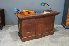 Antique Store Counter Kitchen Island oak watchmaker desk wood vintage apothecary
