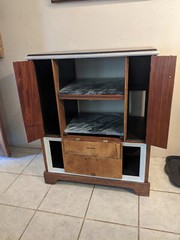Home Bar/ Wine/ Service Cabinet 1950’s Majestic Radio Transformed Marble Shelves