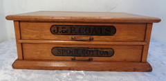Antique JP Coats 2 Drawer Wood Spool Cotton Cabinet CounterTop Store Display