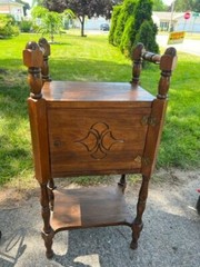 Antique Ideal Brand Smoker Cabinet 1 Door Wooden Smoking Stand Pipe Humidor