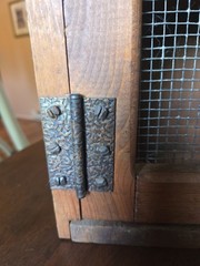 Wall Standing Cabinet Primitive Spice Wood Mesh Door Farmhouse Granny Heart