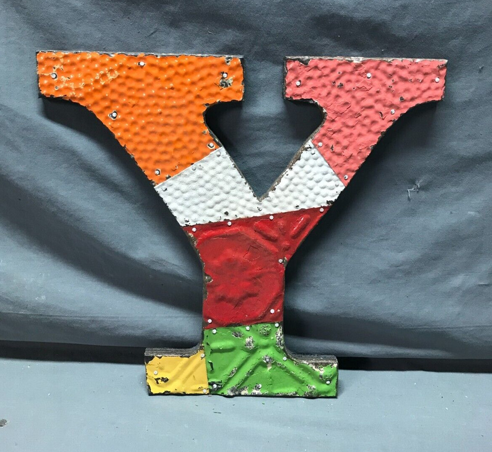Decorative Salvaged Tin Ceiling 12″ Patchwork Mix Color Letter Y Metal 360-25B