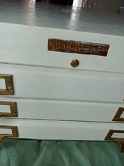 Antique Wood Shaw-Walker Horizontal 3 Drawer File Card Catalog Cabinet