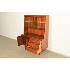 Kipp Stewart Mid-Century Modern Walnut Lighted Breakfront or Bar Cabinet, 1960s