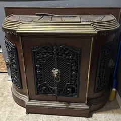 French 19th Century Cast Iron Dry Bar Cabinet with Lion Head Motifs Circa 1900